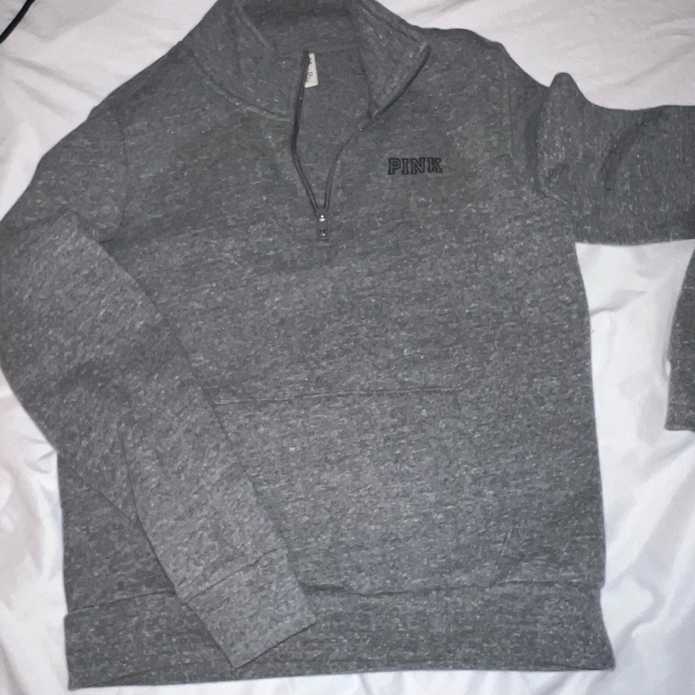 PINK grey quarter zip small